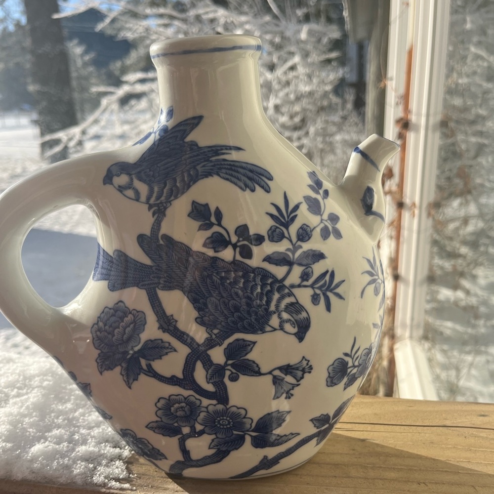 Vintage Formalities Baum Bros. Chinese Chinoiserie Blue Peony & White Pitcher